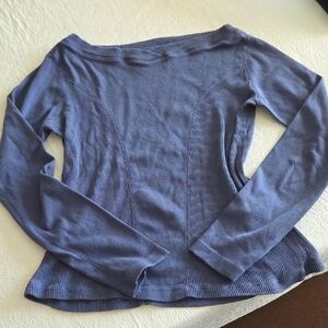Women's Blue Off-Shoulder Long Sleeve Top